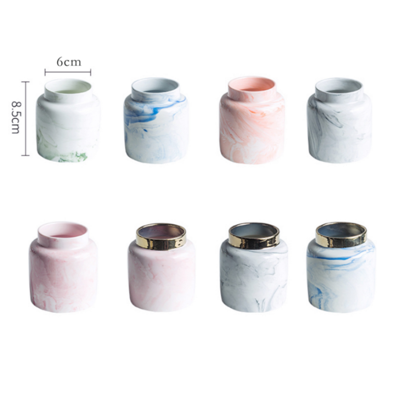 Marble Effect Ceramic Pot With Gold Stand