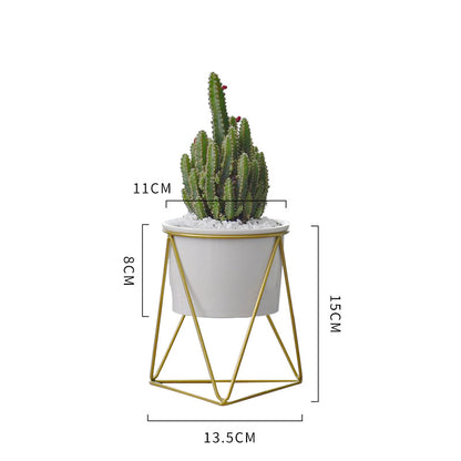 Modern White Plant Pot with Triangular Stand