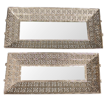Decorative Pair of Silver Rectangle Trays