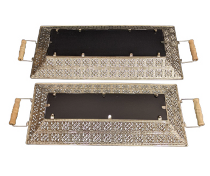 Decorative Pair of Silver Rectangle Trays