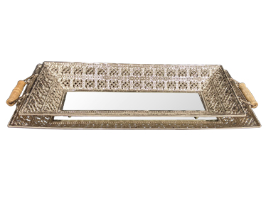 Decorative Pair of Silver Rectangle Trays