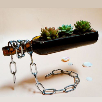 Floating Steel Link Chain with Laser Cut Wine Bottle Included